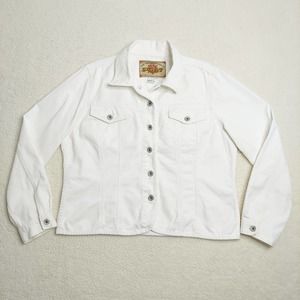 Territory Ahead Womens Denim Jacket XL Plus White 90s Vintage Jeans Hong Kong